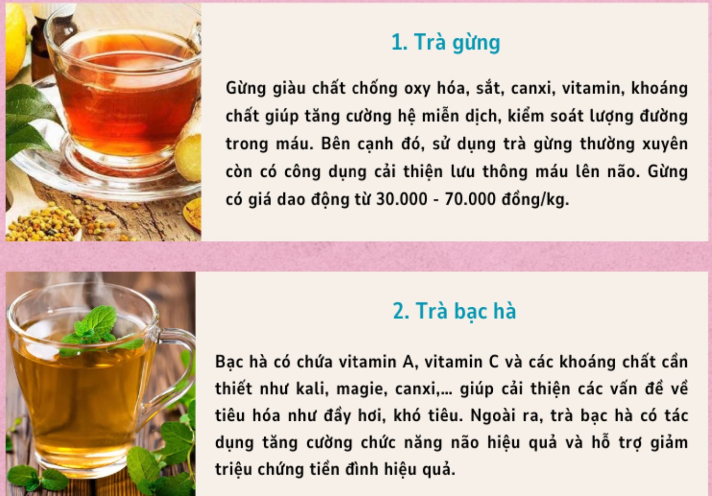 6 loại trà tốt cho não giá rẻ